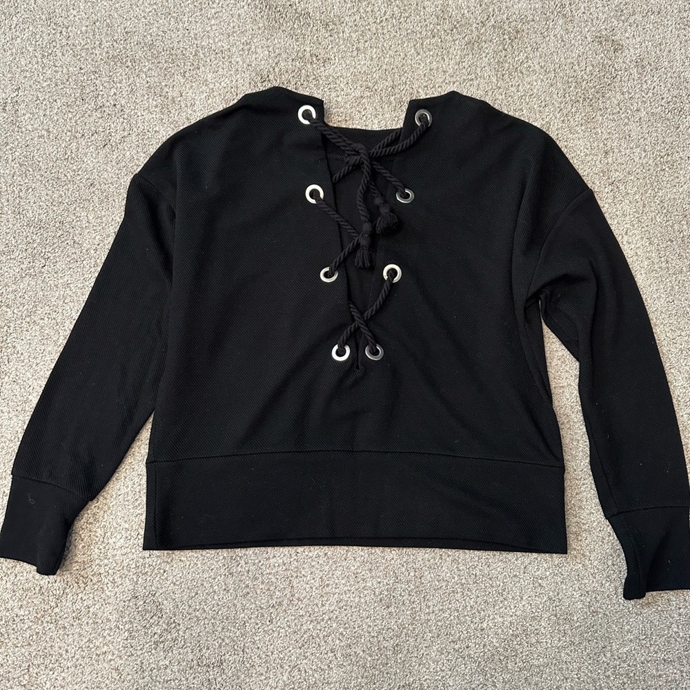 Stradivarius lace up black sweater